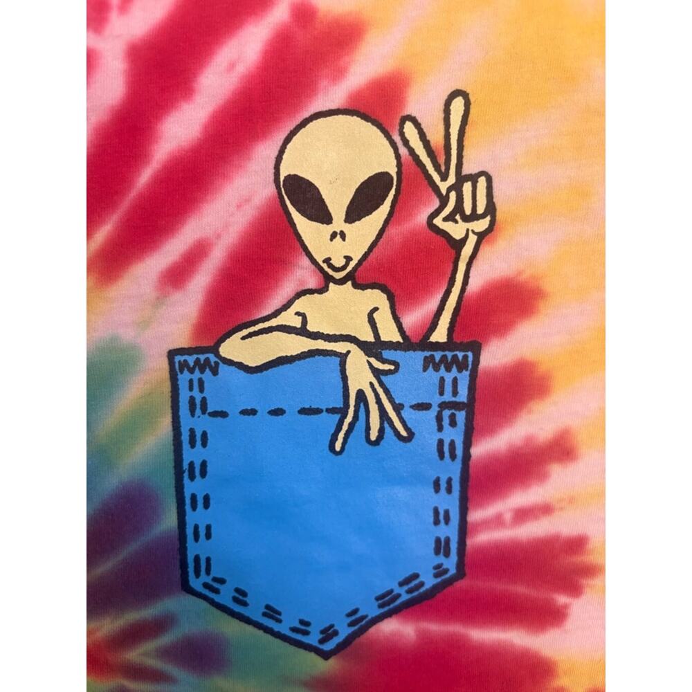 Men's Thirty Single Tie Dye Alien Graphic Long Sleeve T-Shirt 2XL Multicolor